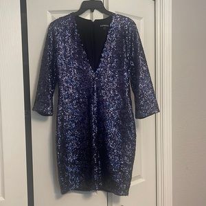 Worn Only Once! Express blue glitter dress